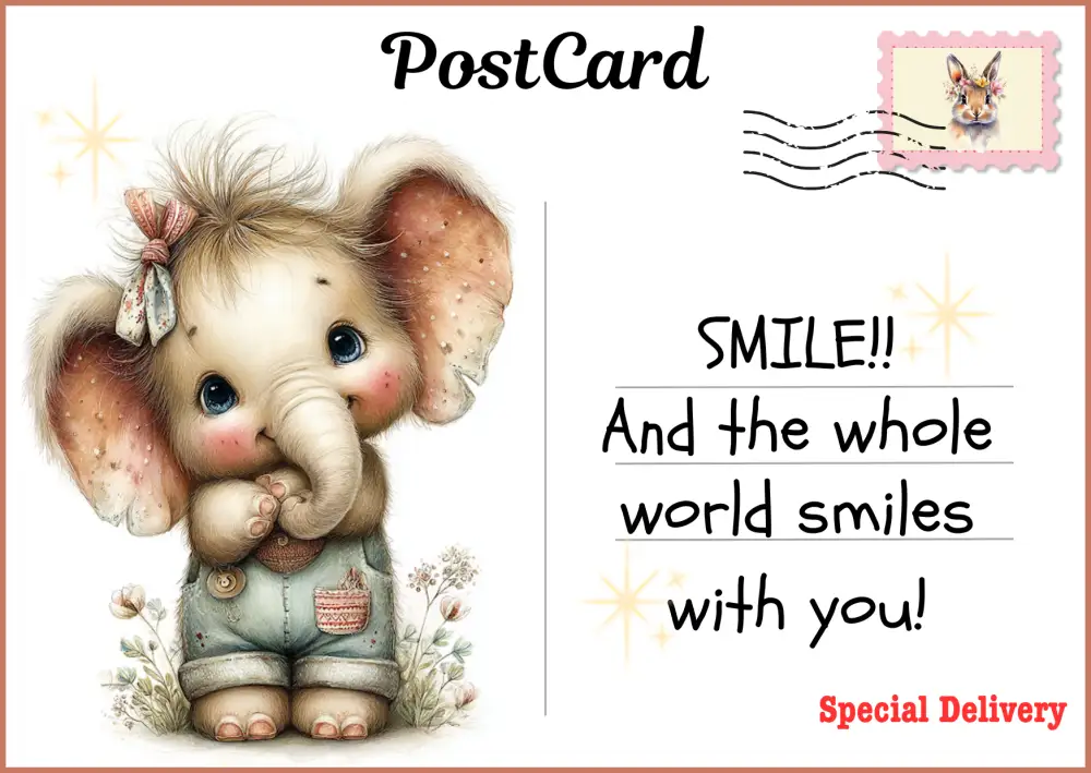 Smile Elephant - free postcard